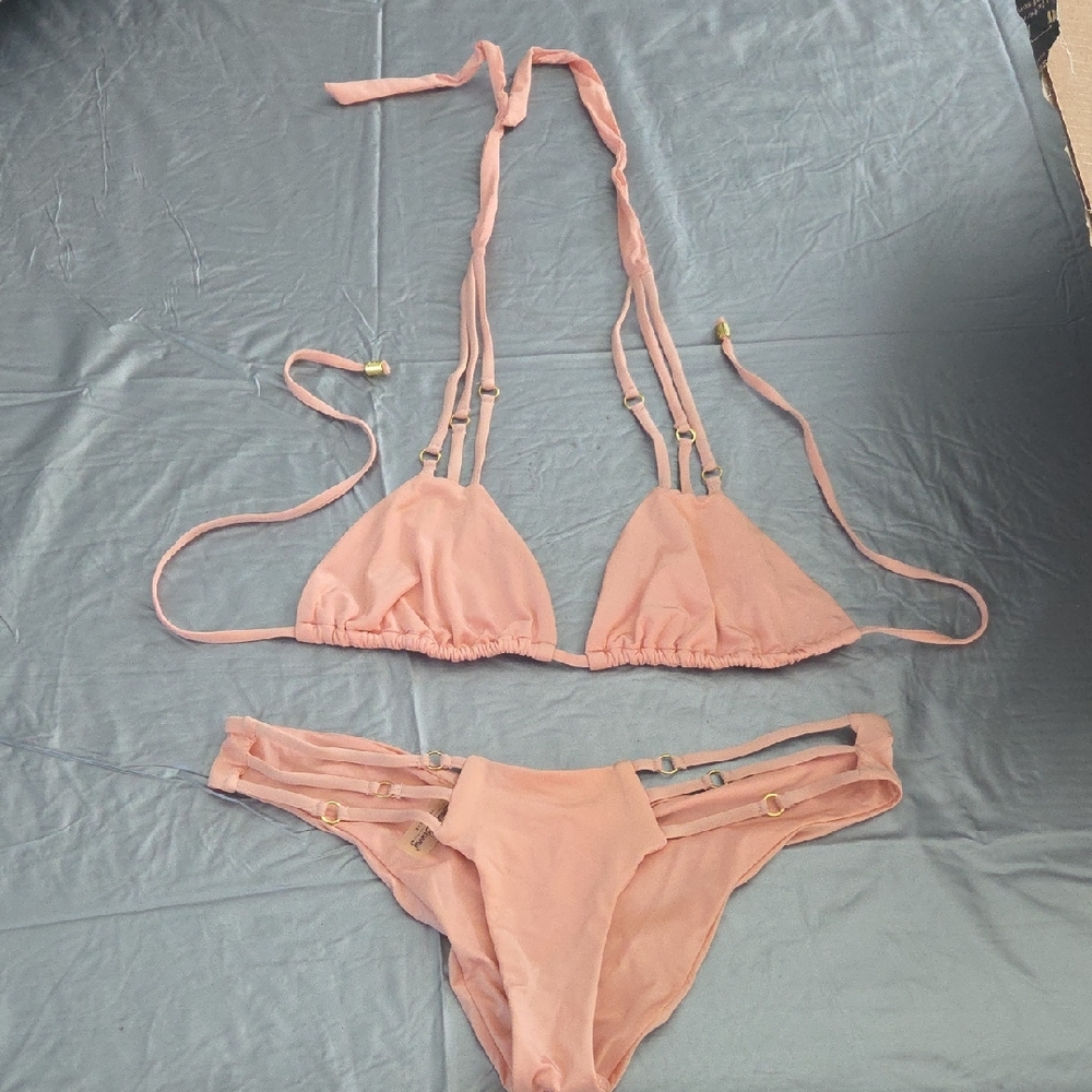Beach Bunny Light Pink Swim Top with Delicate Straps